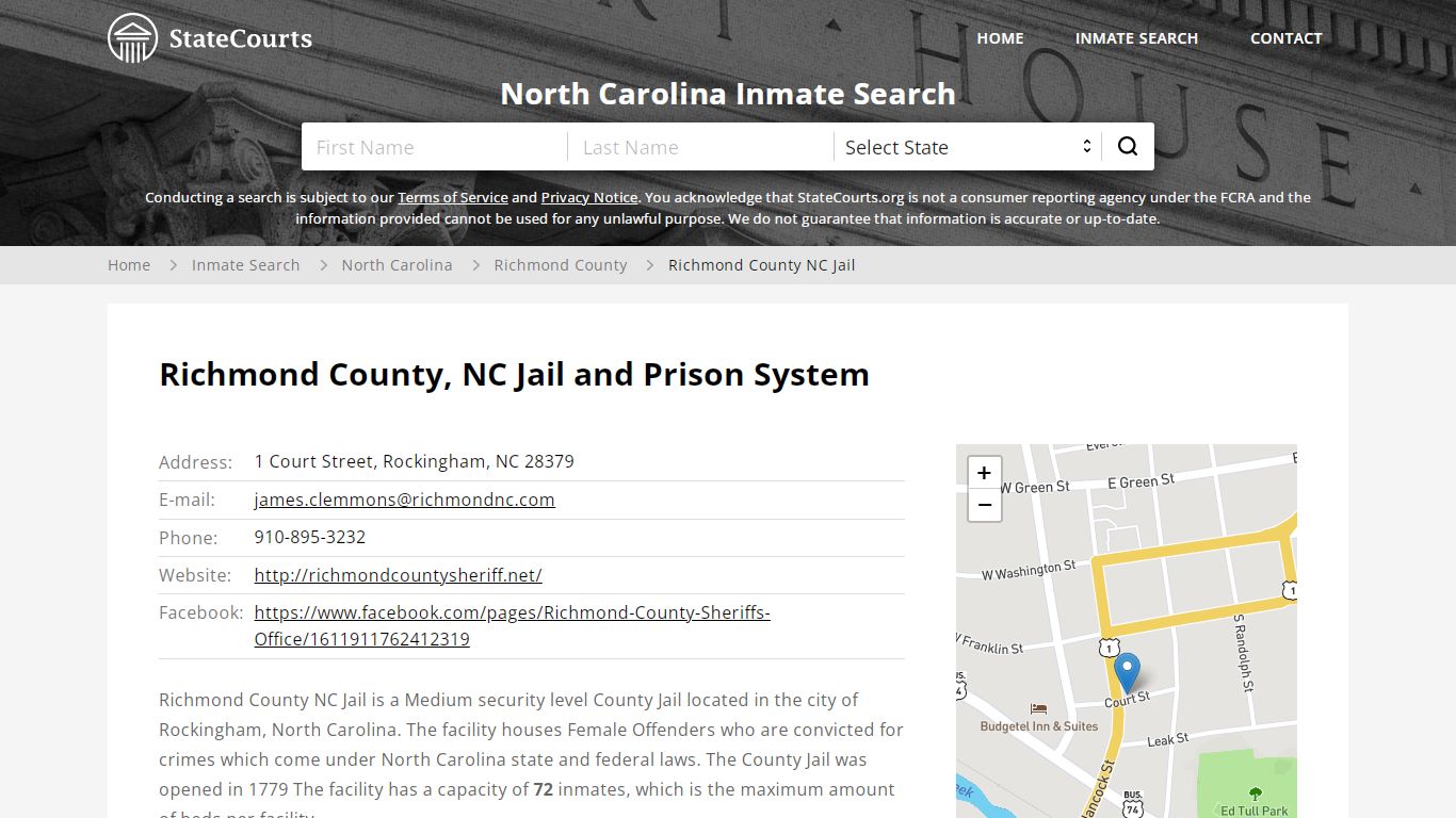 Richmond County NC Jail Inmate Records Search, North Carolina - StateCourts